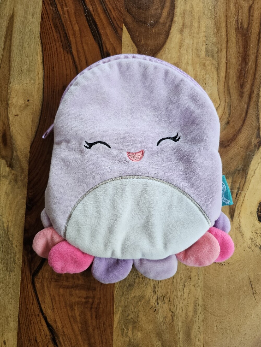 Squishmallows Beula The Octopus 8.5" Zippered Pouch Clutch Make Up, Pencil Case